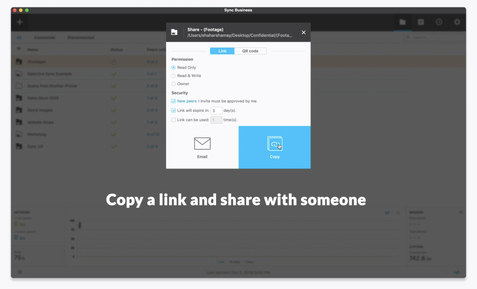 screenshot of Resilio Sync